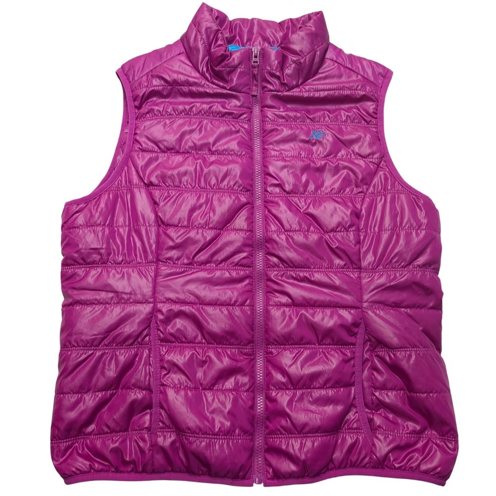 Aeropostale‎ Puffer Vest Women XL Magenta Purple Quilted Zip Lightweight